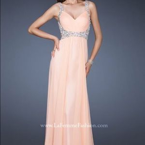 La Femme Prom Dress In Apricot